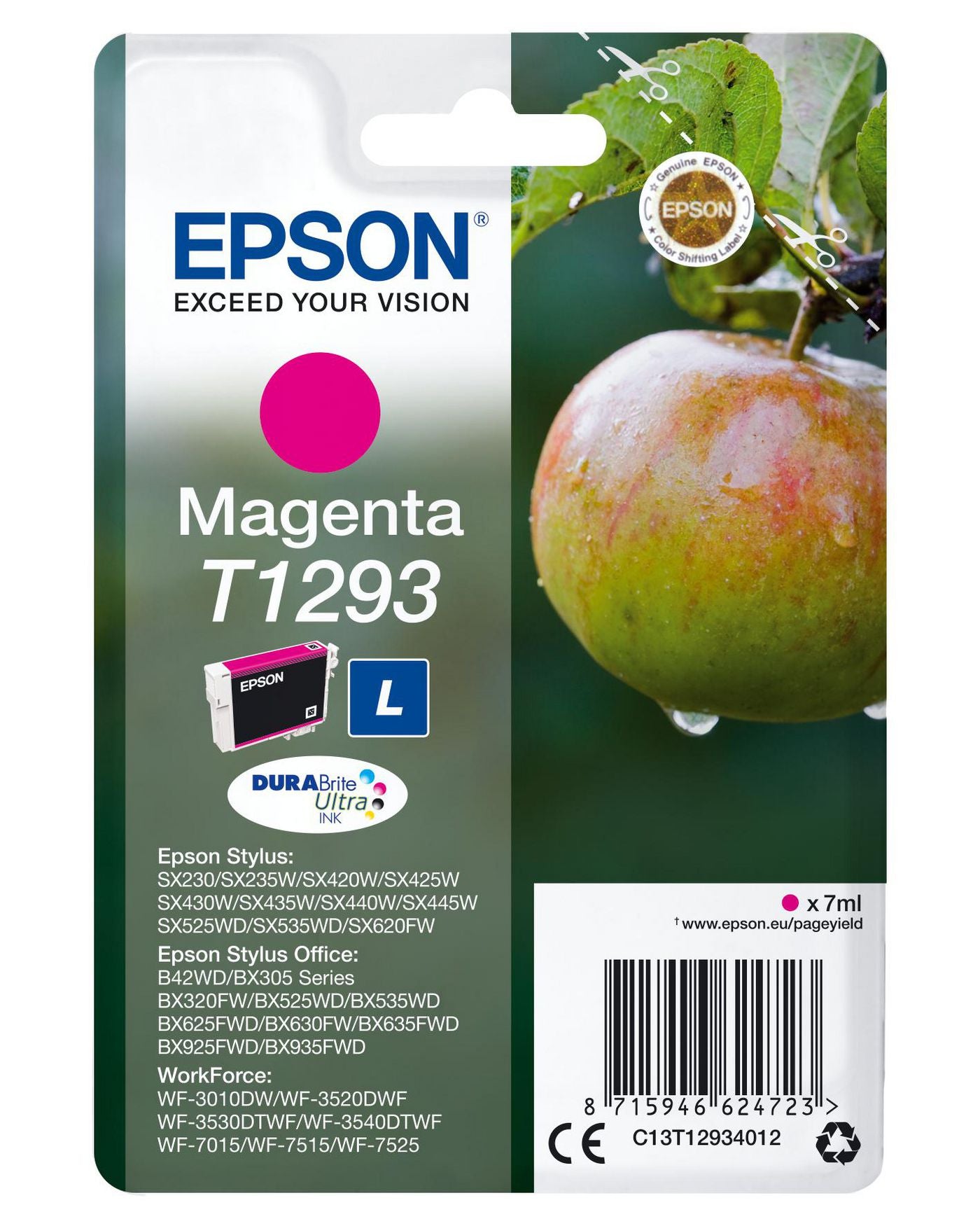 Epson Tintenpatrone T1293, Magenta – für Tintenstrahldrucker und Multifunktionsgeräte