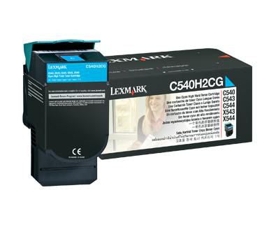 Lexmark C540H2CG (0C540H2CG) Cyan Toner – Original XL – 2'000 Seiten – für Lexmark X544dn/X544dtn/X544n und andere