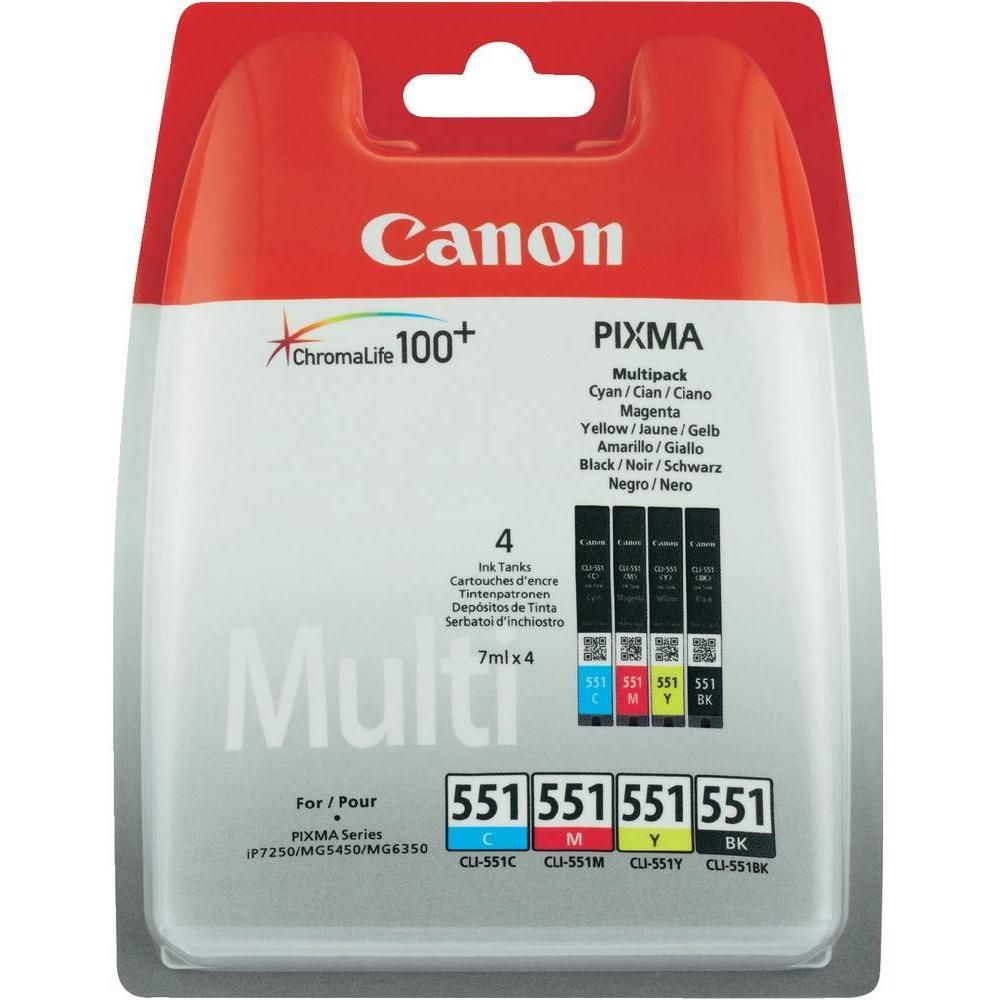 Canon CLI-551 Tintenpatronen-Multipack, Schwarz/Cyan/Magenta/Gelb (Original) – für Canon PIXMA MG6350