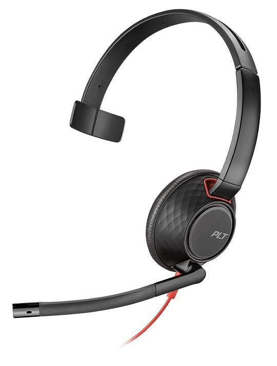 Poly Blackwire 5210 – Mono Headset – Kabelgebunden, In-line-Bedienung – Schwarz/Rot