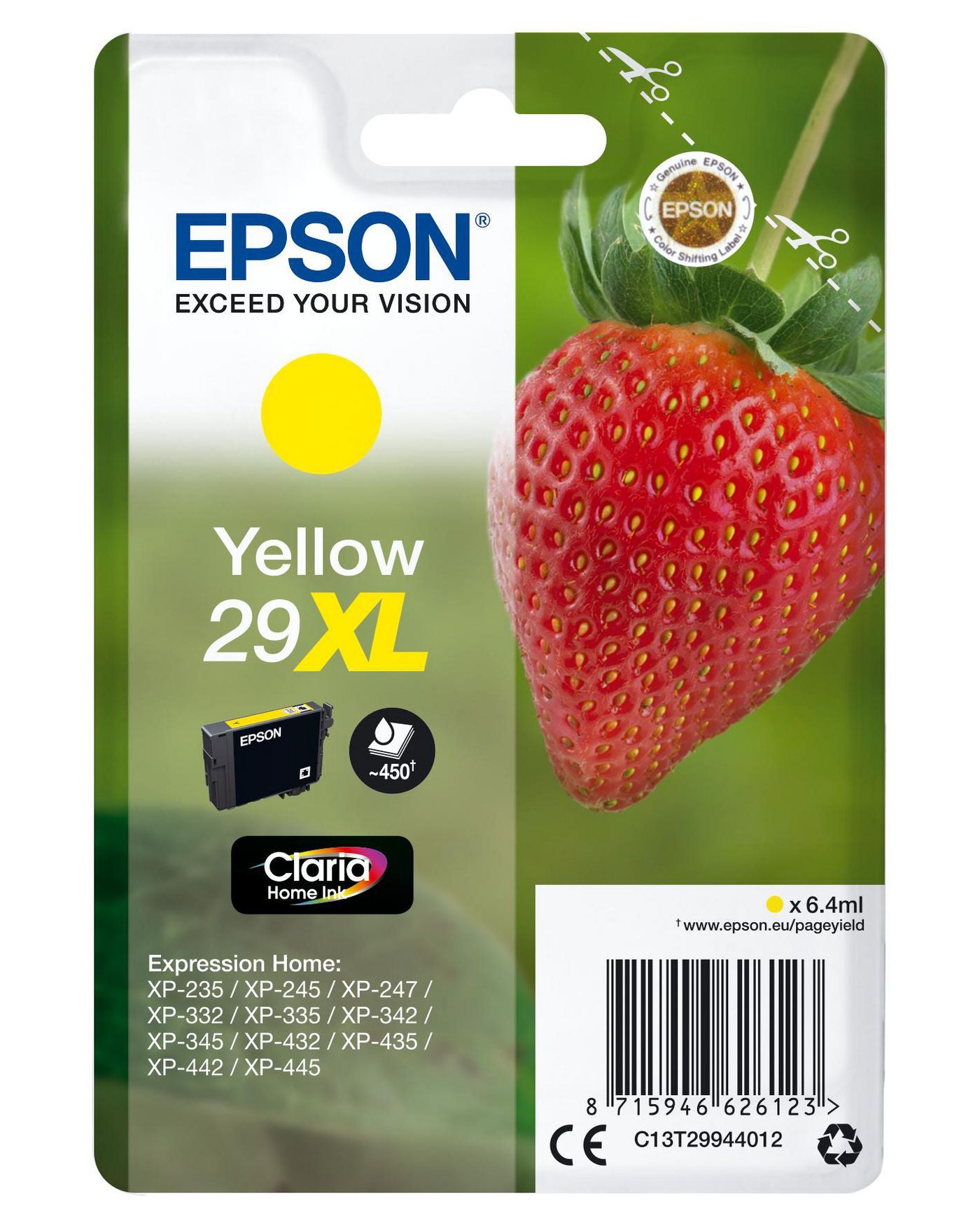 Epson Tintenpatrone 29XL, Gelb – für Inkjetdrucker/Multifunktionsgeräte