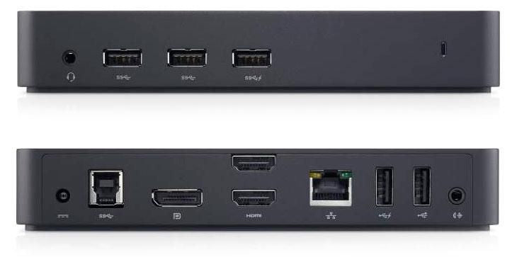 DELL D3100 Dockingstation – USB 3.0, 1× DP, 2× HDMI, 5× USB-A, 3,5 mm Audio, GbE