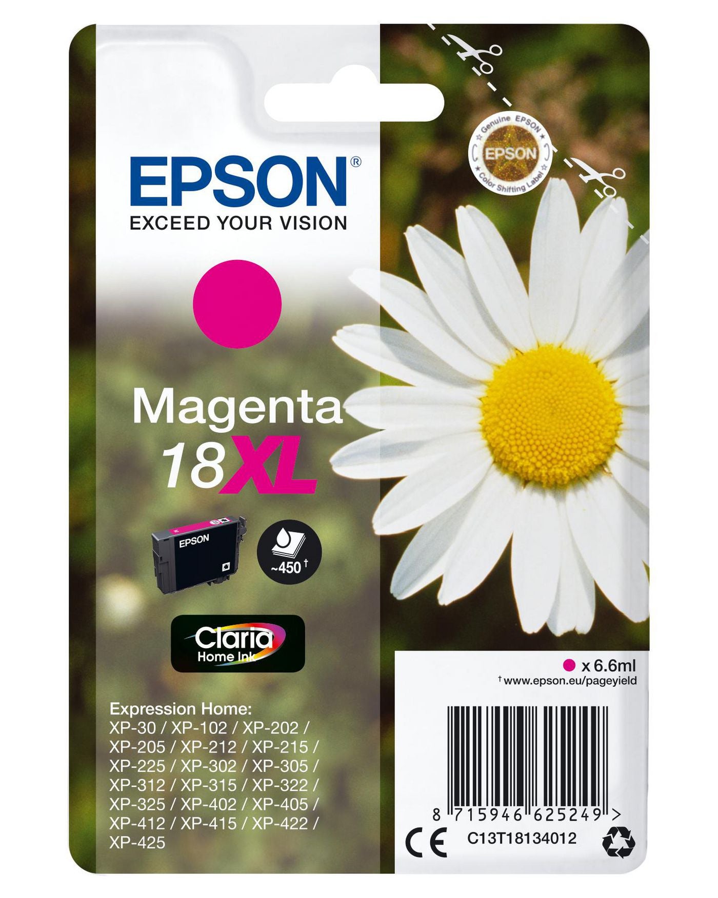 Epson Tintenpatrone 18XL, Magenta – für Tintenstrahldrucker und Multifunktionsgeräte
