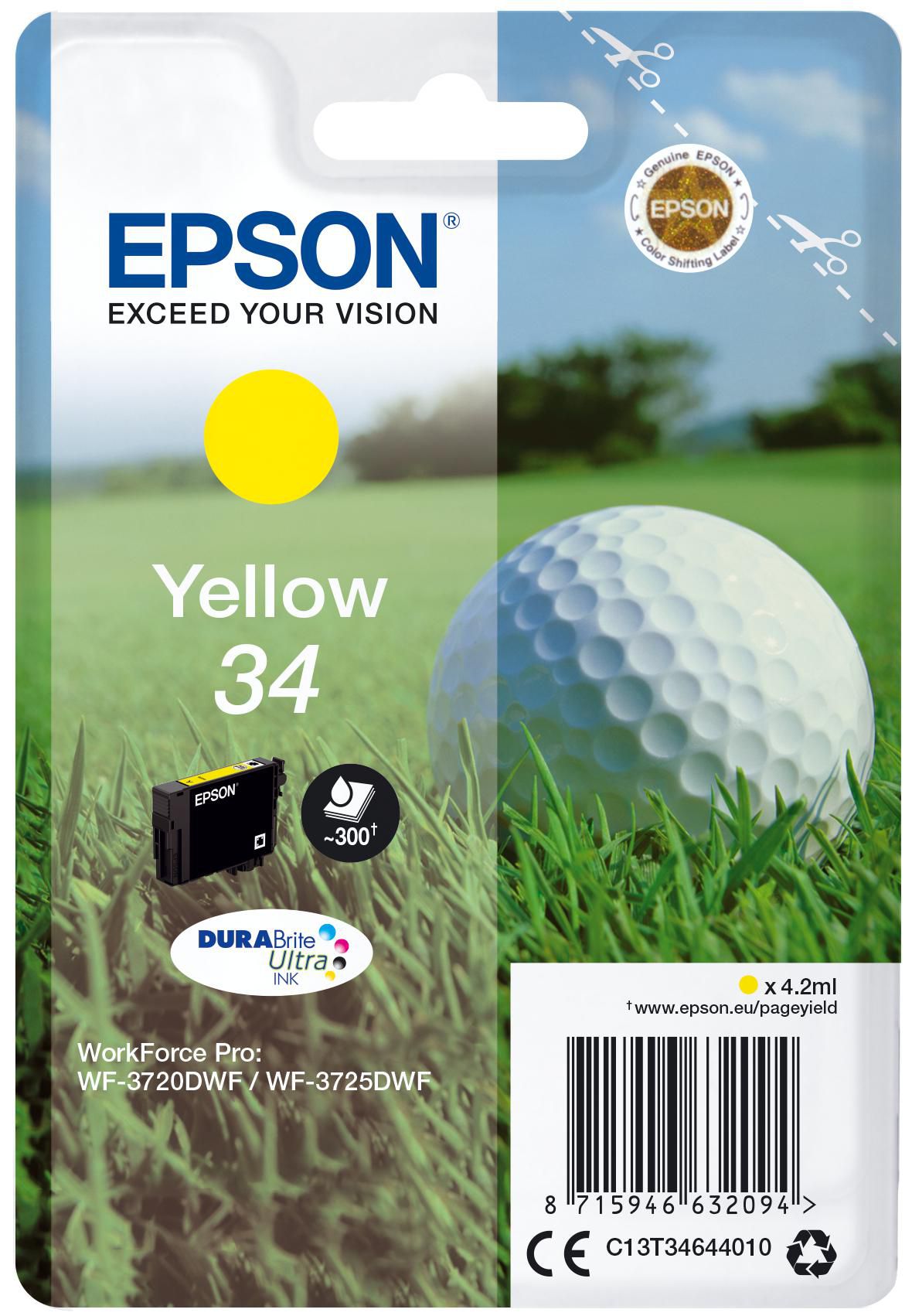 Epson Tintenpatrone 34, Gelb, 300 Seiten – für Tintenstrahldrucker/Multifunktionsgeräte