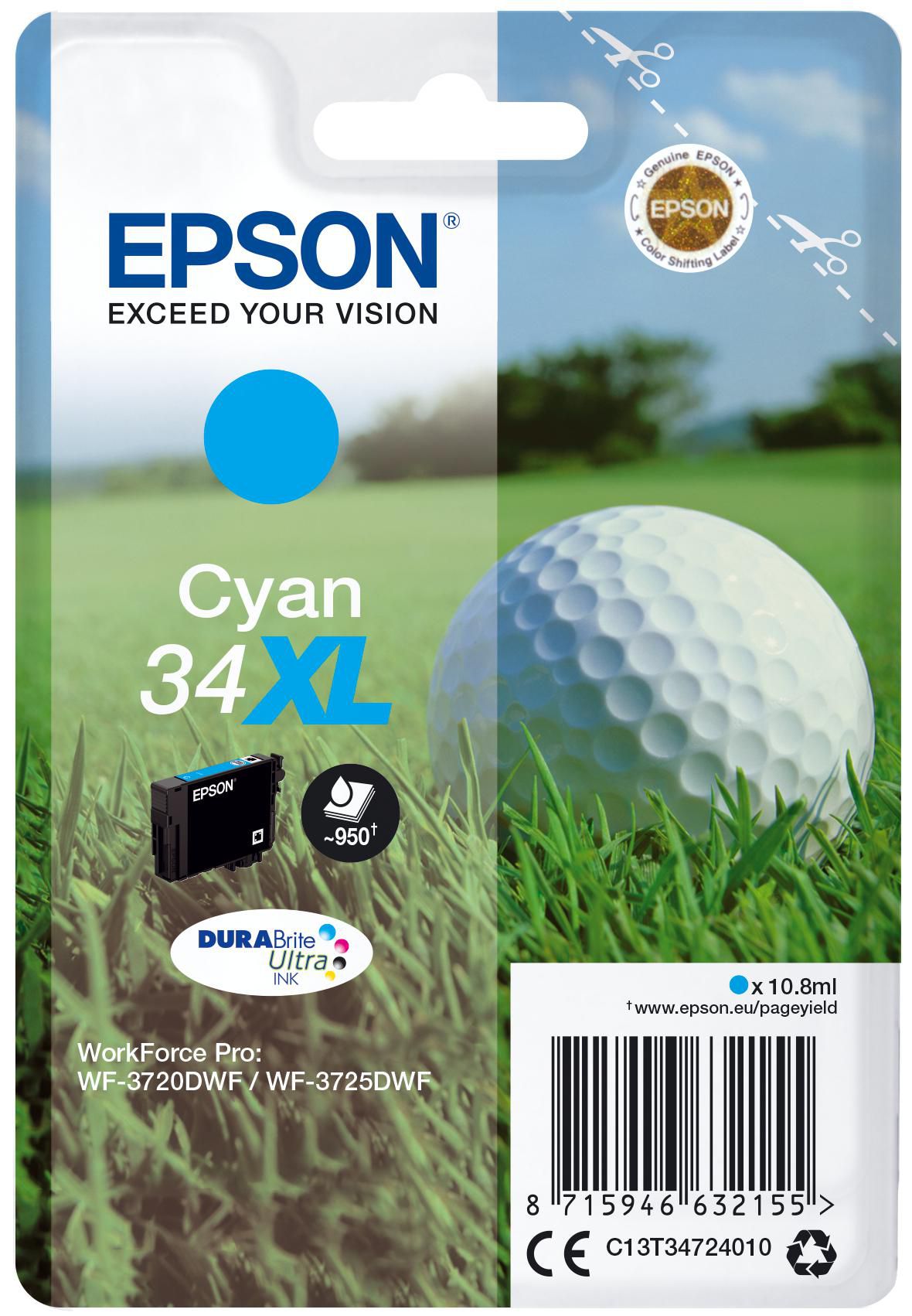 Epson Tintenpatrone 34XL, cyan – für Epson-Geräte