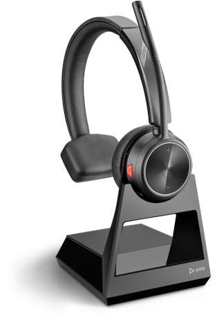 Poly SAVI 7210 Office-Headset – On-Ear, Mono, Kabellos (DECT), mit Basisstation, Schwarz