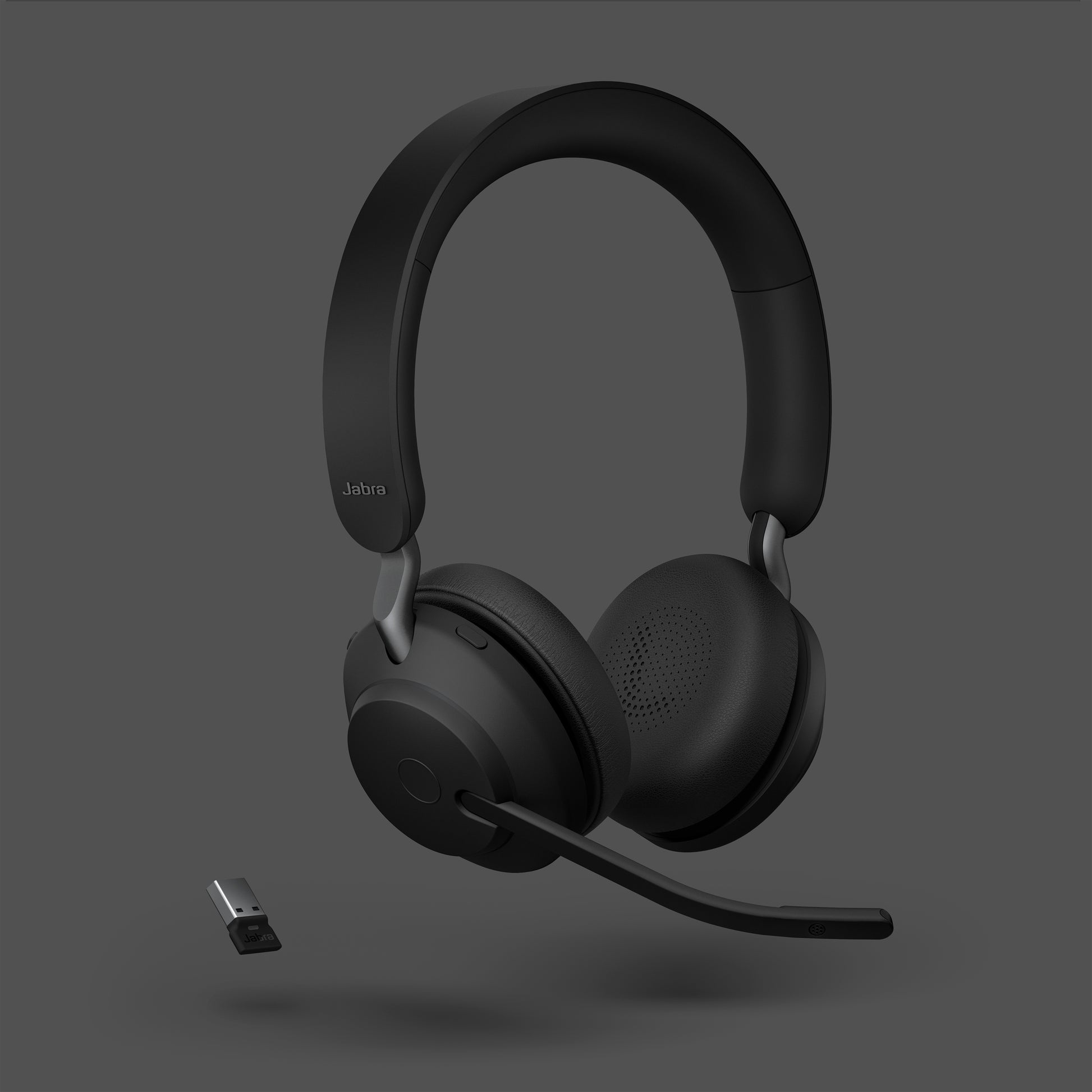 Jabra Evolve2 65 Office-Headset – On-Ear, Stereo, BT, MS Teams zertifiziert, mit USB-A-Dongle, Schwarz