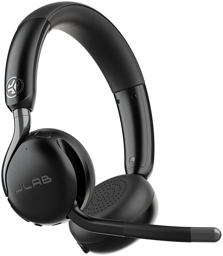 JLab Go Work 3 Office-Headset – Over-Ear, Stereo, Kabel + BT, mit USB-C-Dongle, Schwarz