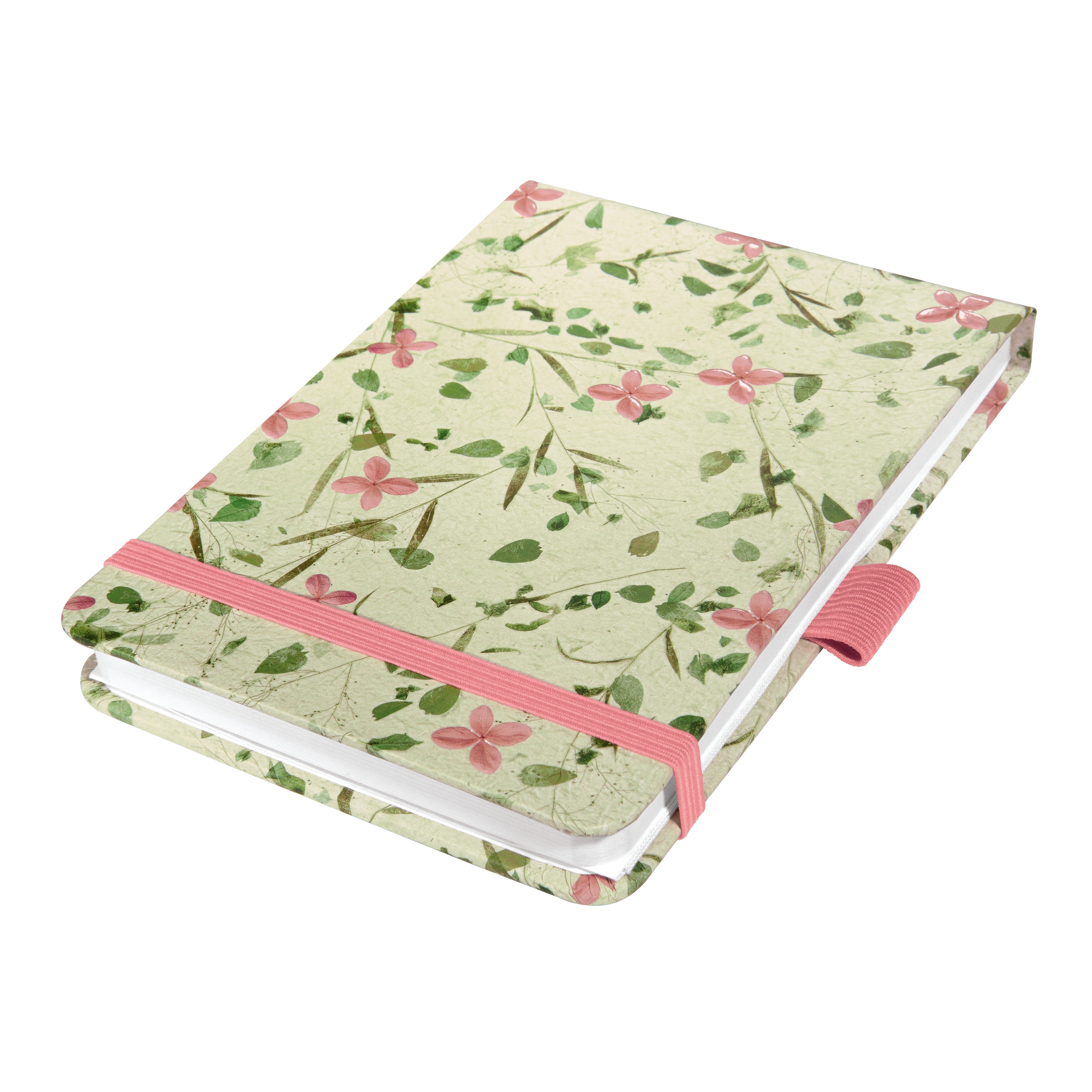 Jolie Notizbuch – A6 – 158 Seiten – Hardcover, mikroperforiert, Gummiband, Stiftschlaufe – Bloom Rose