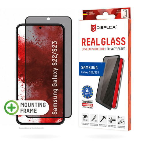 Displex Privacy-Filter (Panzerglas), 10H – für Galaxy S22/S23 – mit Applikator