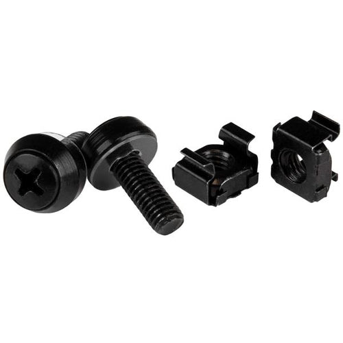 StarTech.com Schrauben + Käfigmuttern M6 – Kuppelkopf, 12 mm, Stahl, Schwarz, 100 Stk.