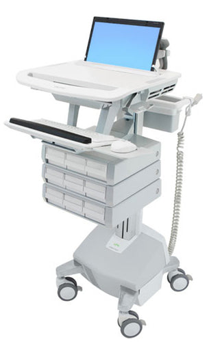 Ergotron StyleView SV44-1192-C – Laptop-Computerwagen, 9 Schubladen, mit LiFe-Akku, bis 17,3", Grau/Weiss