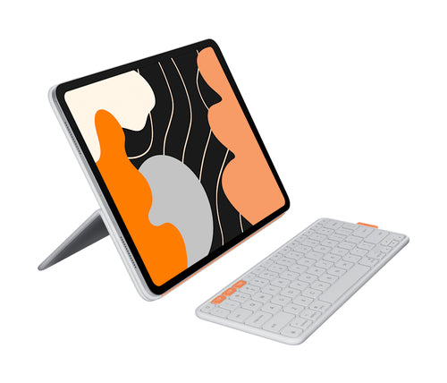 Logitech Flip Folio Tastatur-Case für iPad Pro und iPad Air 13" – Bluetooth, QWERTZ (CH) – Hellgrau