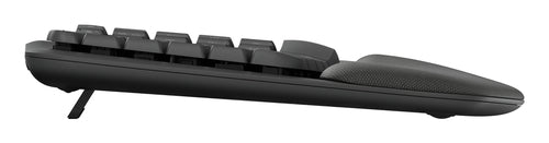 Logitech Wave Keys Ergonomisch – Tastatur, Kabellos (Bluetooth/2,4 GHz), CH-Layout (DE-CH), Ergonomisch, Grau