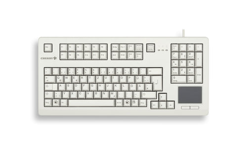 CHERRY TouchBoard G80-11900 – Tastatur, kabelgebunden (USB), US-Layout (EN), mit Touchpad, Grau – für Windows