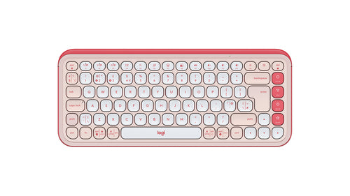 Logitech Pop Icon Keys – Mini Tastatur – Schere – Bluetooth – QWERTY (UK) – Pink/Weiss