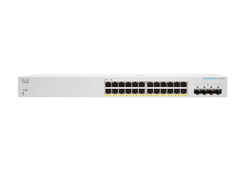Cisco CBS220-24FP-4X – Verwalteter L2 Switch – 24× 1G, 4× SFP+, PoE+, PoE-Budget 382 W, 19", 1U