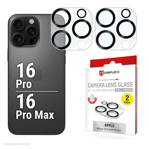 E.V.I. Kameralinsenschutz, 10H – für iPhone 16 Pro/16 Pro Max –  – Schwarz/Transparent