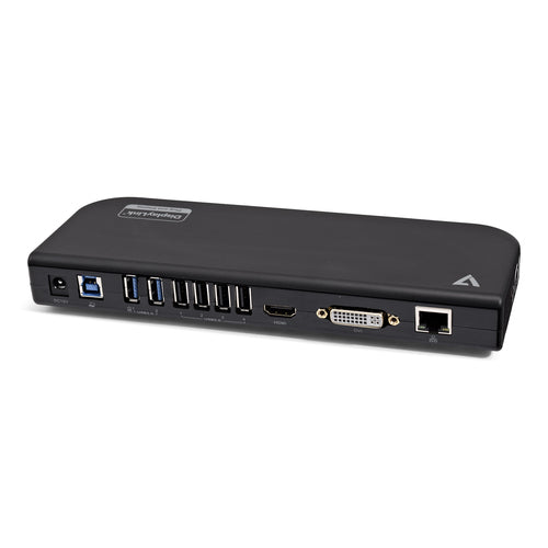 V7 UDDS2 Dockingstation – USB-A, 1× HDMI, 1× DVI, 3,5 mm Audio, für Windows/Mac
