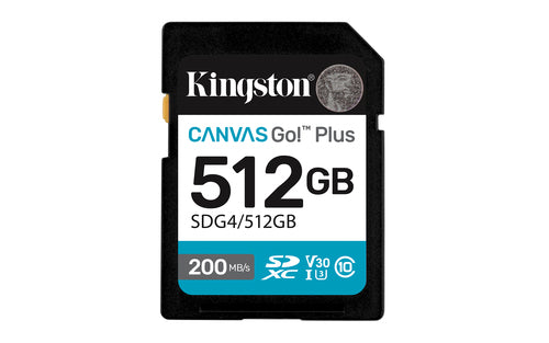 Kingston Technology Kingston Canvas Go Plus 200R Gen4 Speichergerät – 512 GB, UHS‑I, Klasse 10 / U3 / V30 / 200 MB/s