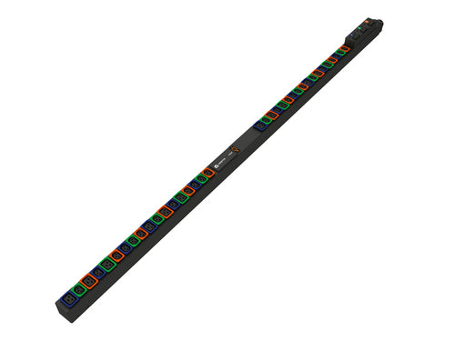 Vertiv U1072L PDU 11,0 kVA – 36 AC-Ausgänge (C13/C19-Koppler), Eingang 230/400 V 16 A – 0U senkrecht – schwarz
