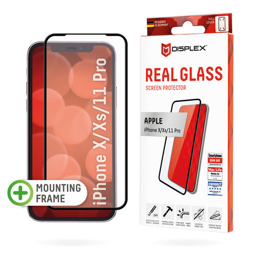 Displex Displayschutz (Panzerglas), Full Cover – für iPhone X/XS/11 Pro – mit Applikator