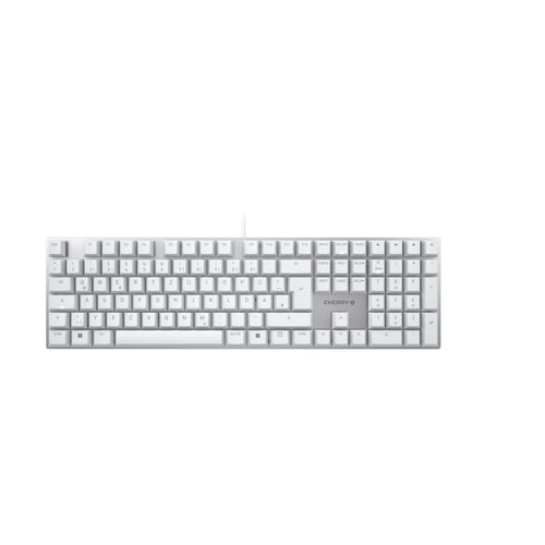 CHERRY KC 200 MX – Tastatur – mechanisch – kabelgebunden – USB-A – QWERTZ (DE) – Silber/Weiss