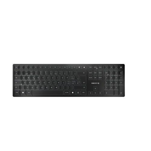 CHERRY KW 9100 SLIM – Tastatur, kabellos (Bluetooth/2,4 GHz), CH-Layout (DE-CH), Fullsize (mit Ziffernblock)