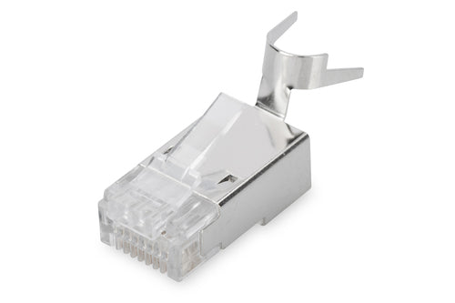 Digitus Modularstecker RJ-45 Cat6a – geschirmt (S/UTP), AWG 23, vergoldete Kontakte, gerade, Silber, 100×