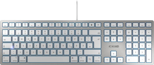 CHERRY KC 6000 Slim – Tastatur, kabelgebunden (USB), US-Layout (EN), Fullsize (mit Ziffernblock) – für macOS