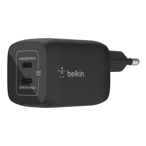 Belkin BoostCharge Pro USB-Ladegerät 65 W – USB-C×2 – PD 3.0, PPS, GaN – Schwarz