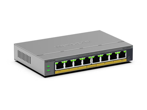NETGEAR GS108EP – Unmanaged Switch – 5× 1G, 4× PoE+, PoE-Budget 123 W, Desktop