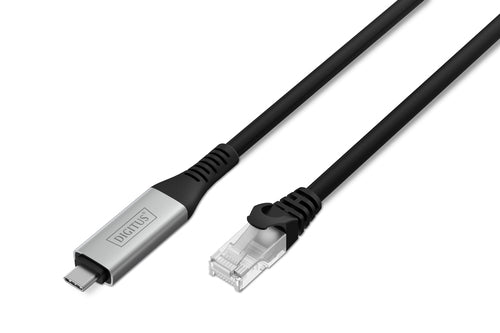 Digitus USB-C auf Ethernet (RJ-45) Adapter, USB 3.2 Gen 1, 1 Gbit/s, 3 m, Cat6A S/FTP LSZH
