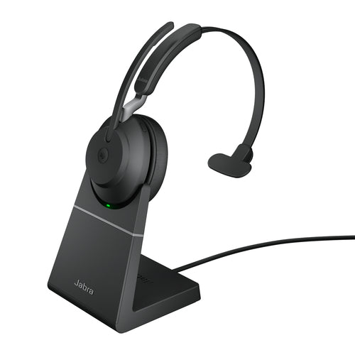 Jabra EVOLVE2 65 LINK380A MS – Mono Headset – Bluetooth (USB‑A), mit Stand – Schwarz