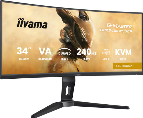 iiyama GCB3486WQSCP-B1 – Monitor, 34" 3440 × 1440, 240 Hz, 500 cd/m², Gebogen