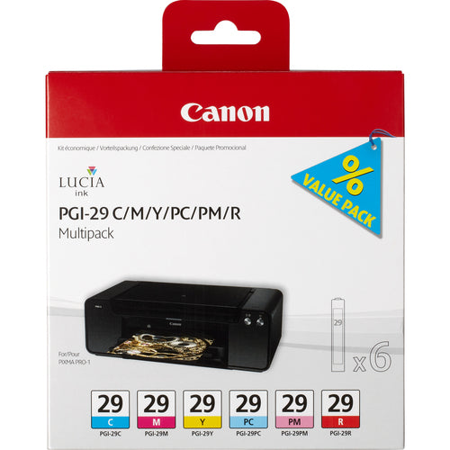 Canon Tintenpatronen-Multipack PGI-29CMY/PC/PM/R, 6er-Pack – für PGI-29-Serie