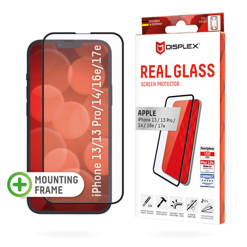 Displex Displayschutz (Panzerglas), Full Cover – für iPhone 13/iPhone 13 Pro/iPhone 14 und andere – mit Applikator
