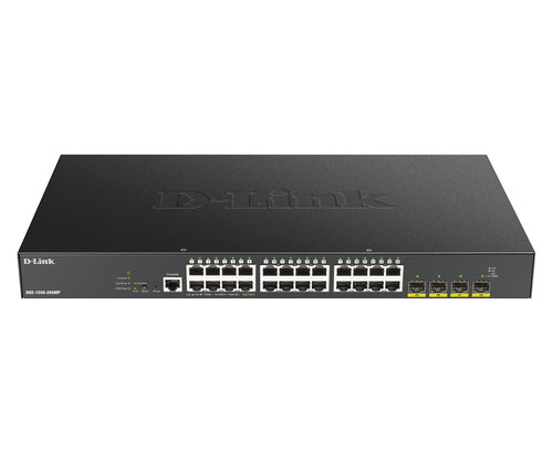 D-Link DGS-1250-28XMP – Managed L3 Switch – 24× 1G, 4× SFP+, PoE+, PoE-Budget 370 W, 19", 1U