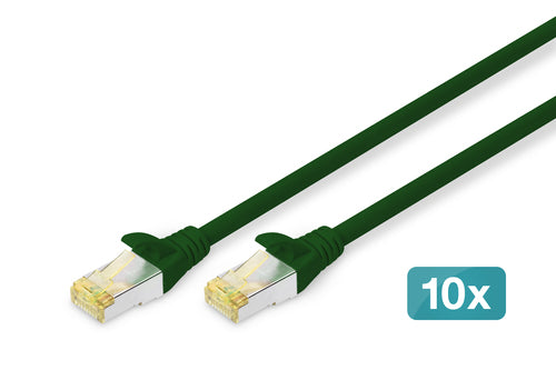 Digitus CAT 6A Patchkabel – 0,5 m, Grün, geschirmt – 10 Stk.