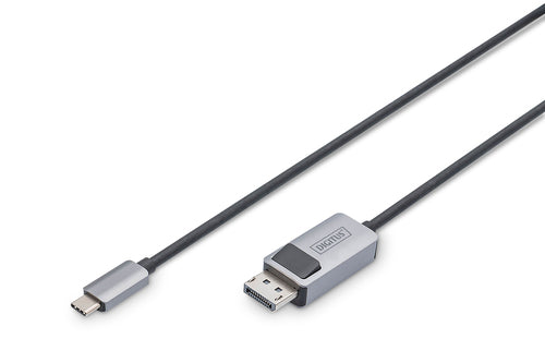 Digitus USB-C auf DisplayPort Adapter, HBR3, 8K@30 Hz, 1 m, Aluminiumgehäuse