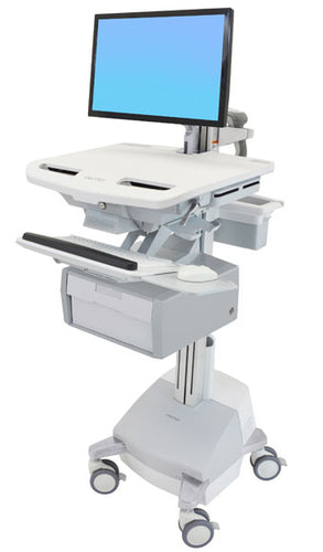 Ergotron StyleView SV44-12B1-C – Computerwagen mit LCD-Arm, 1 Schublade, mit SLA-Akku, bis 24", Grau/Weiss