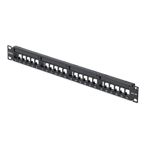 StarTech.com 24-Port Keystone Patch Panel – 24× RJ-45, Cat5e/6, 1U, 19" Rackeinbau, Schwarz, Stahl