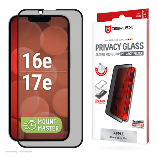 E.V.I. DISPLEX – Privacy-Filter (Panzerglas) – für iPhone 16E/17E