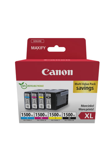 Canon Tintenpatronen-Multipack PGI-1500XL, CMYK, 4er-Pack – für Inkjetdrucker und Multifunktionsgeräte