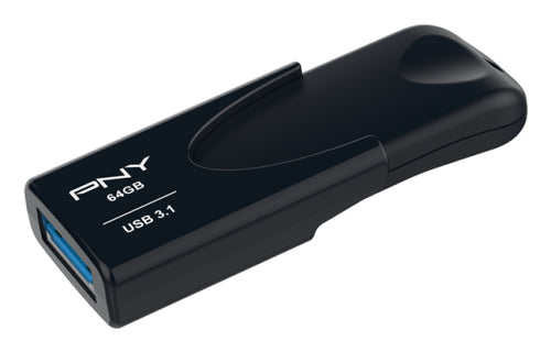 PNY Attaché 4 – 64 GB, USB-A, USB 3.2 Gen 1 (3.1 Gen 1), 80 MB/s Lesen, 20 MB/s Schreiben, Schwarz