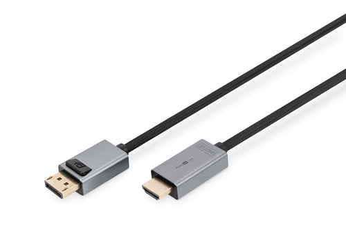 Digitus DisplayPort (Stecker) auf HDMI (Stecker) Adapter, DP 1.2, HDMI 2.0, 1080p@30 Hz, 3 m, HDCP