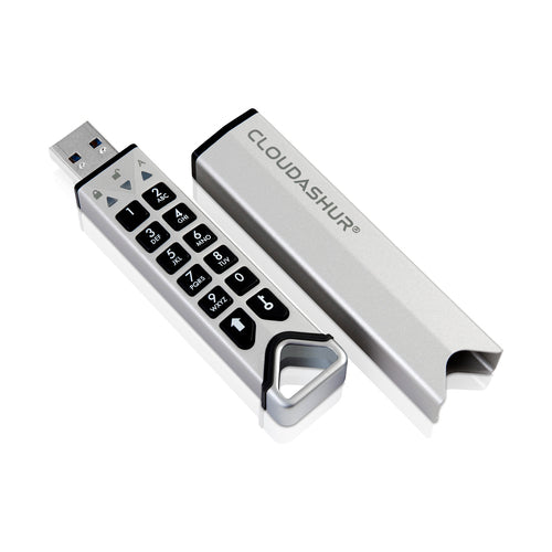 iStorage CloudAshur verschlüsseltes USB-Laufwerk – USB-A – USB 3.2 Gen 1 – Silber – für Windows, macOS