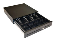 apg Solutions ECD410 – Kassenschublade, 4 Scheine/8 Münzen, RJ-11, 410 × 420 × 103 mm, Schwarz