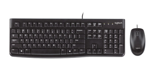 Logitech MK120 – Tastatur-Maus-Set – kabelgebunden – QWERTY (US-INT) – spritzwassergeschützt – Schwarz
