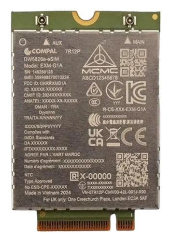DELL DW5826E WWAN-Modul – PCI Express, 600 Mbit/s – für Dell 13/14/16 Plus und Pro 13/14/16